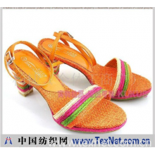 杨捷（个体工商户） -韩国设计韩版韩单新品彩色麻绳编织精美橙色高跟凉鞋